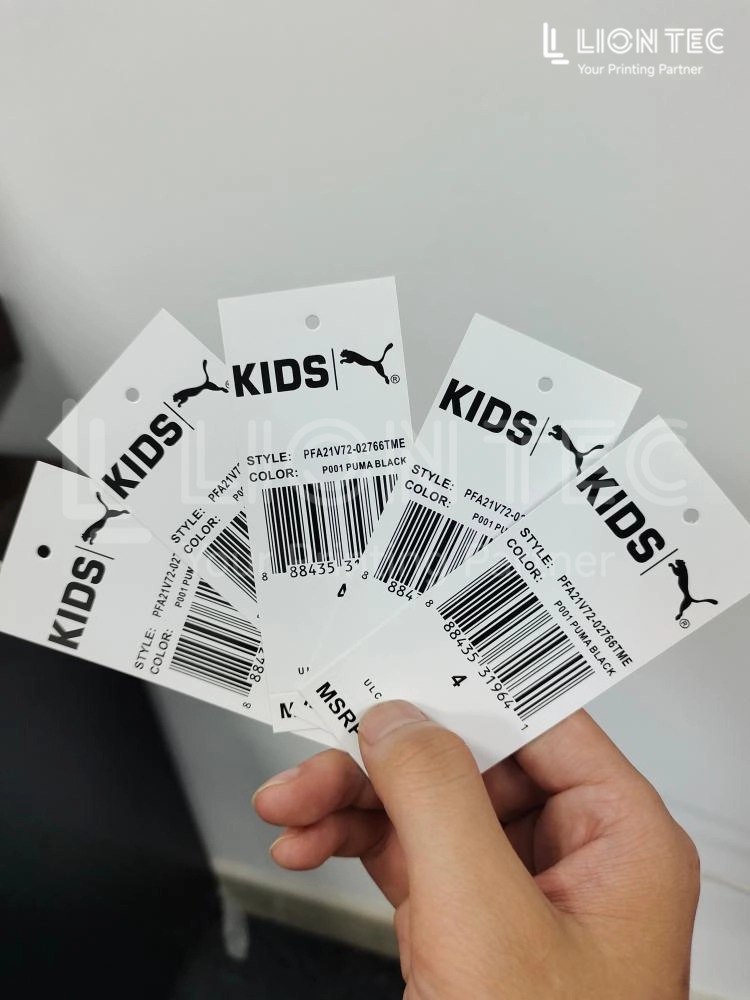 UV inkjet printing on white cardboard garment hang tags